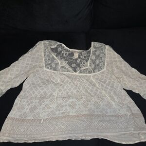 Women's Cream Lace Boho Top